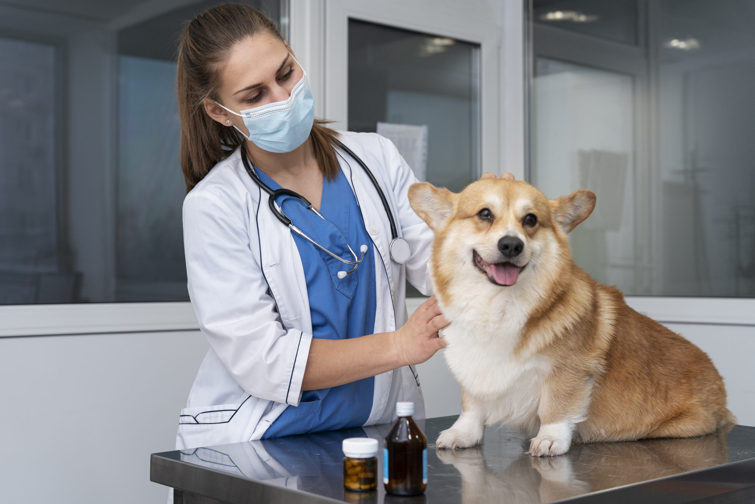 veterinarian-taking-care-pet-dog